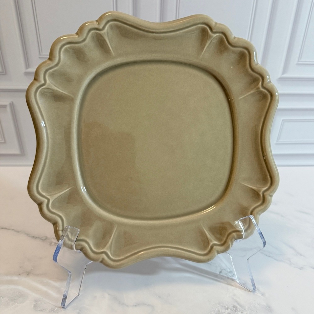 VTG Set (4) Varages France 10" Square Taupe Plates Luberon Style MINT